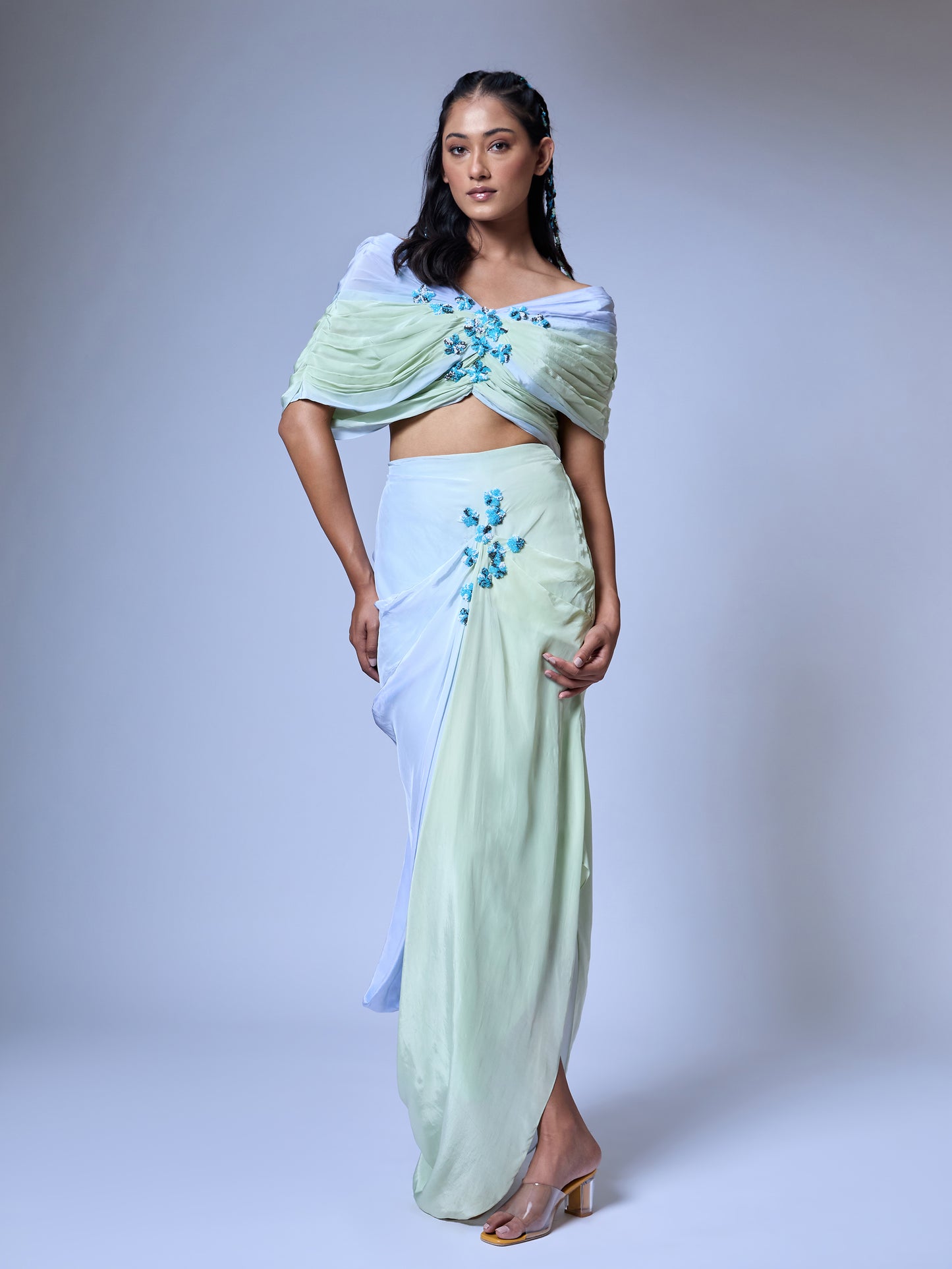 The Micro-Floral Draped Set