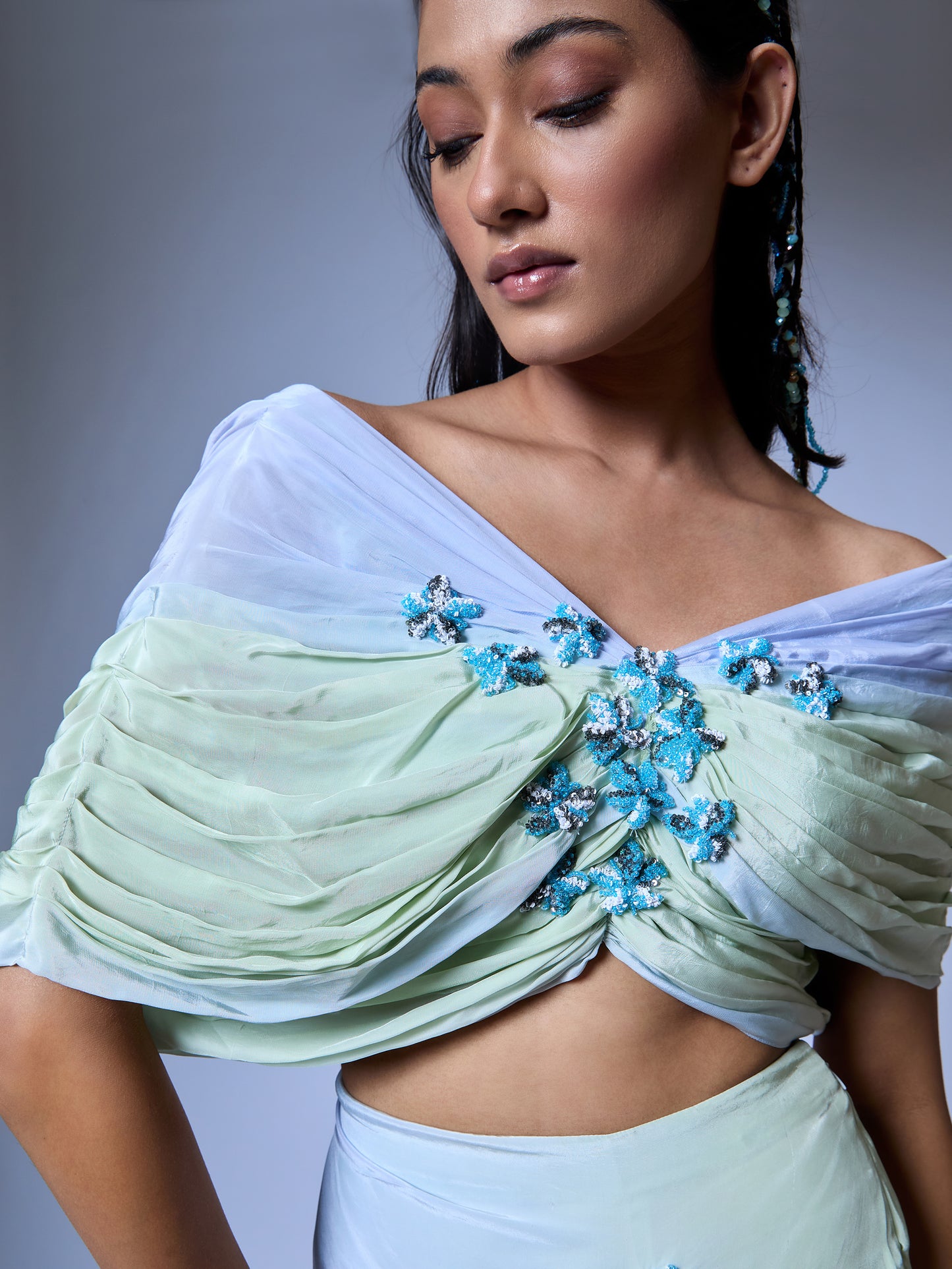 The Micro-Floral Draped Set