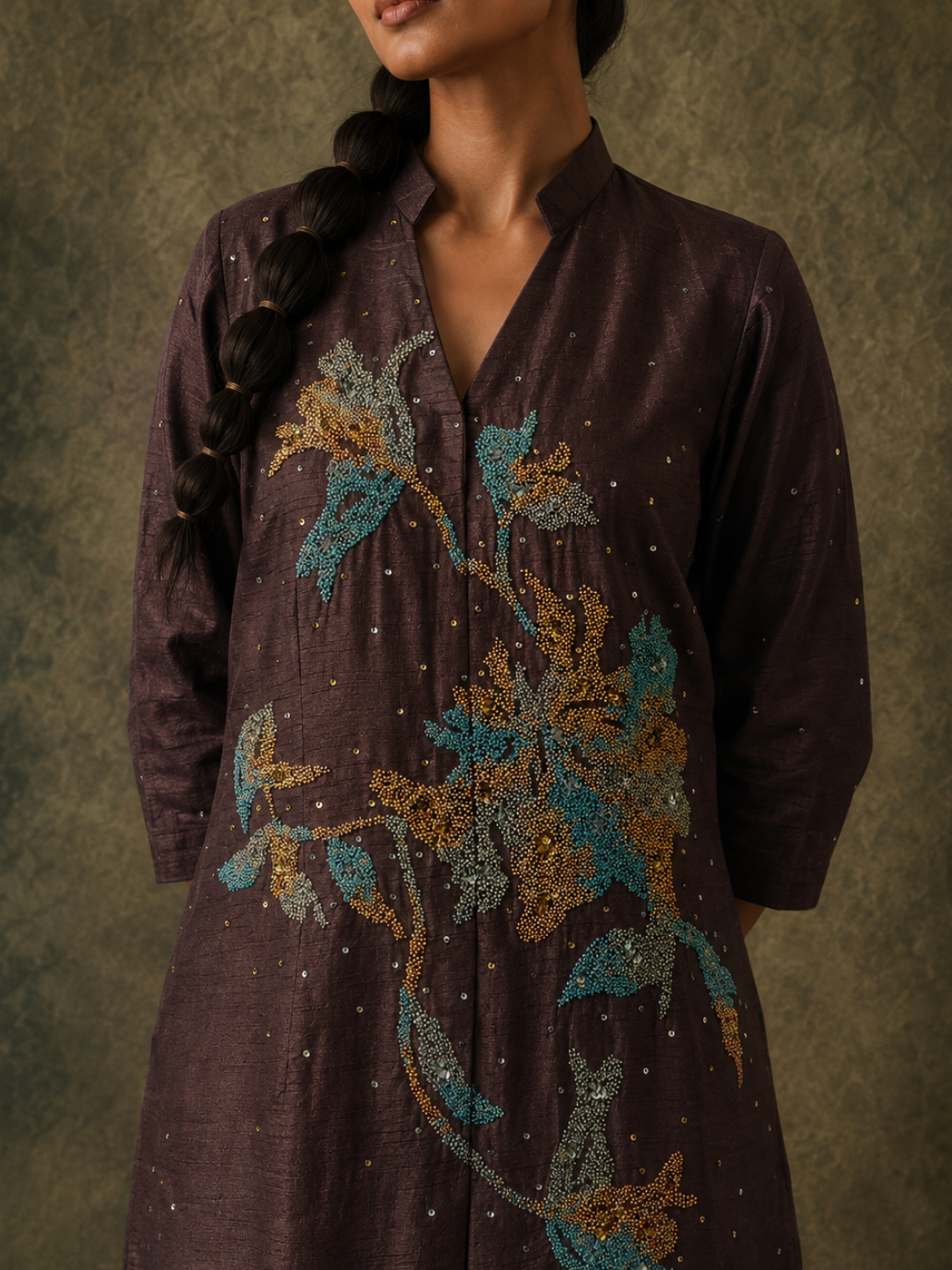 The Wisp Kurta Set (Mahogany)