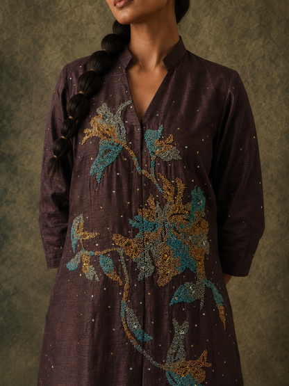 The Wisp Kurta Set (Mahogany)
