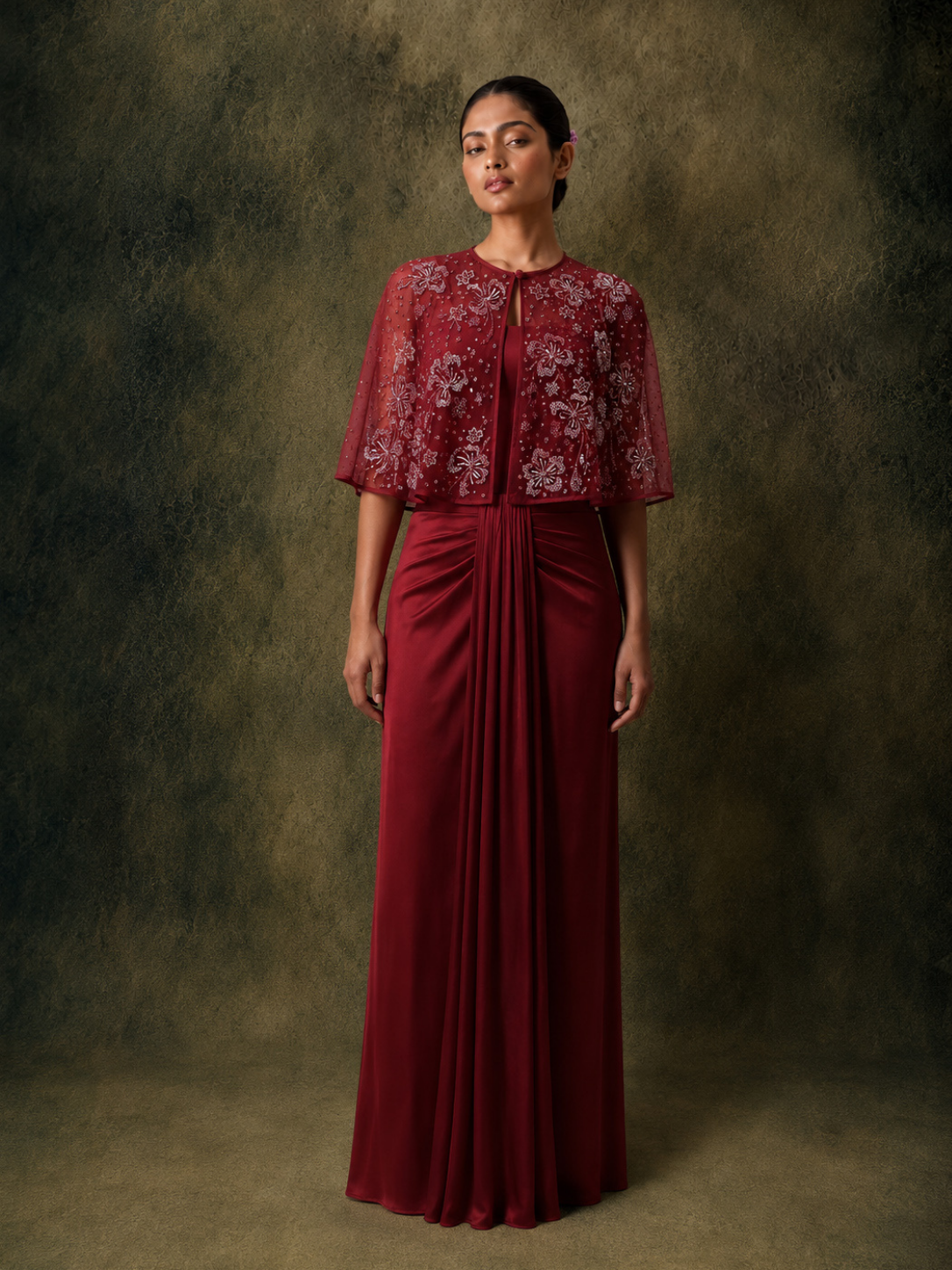The Flutter Skirt Set (Wine)