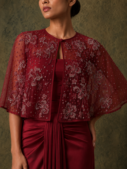 The Flutter Skirt Set (Wine)