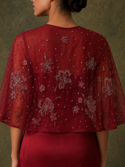 The Flutter Skirt Set (Wine)