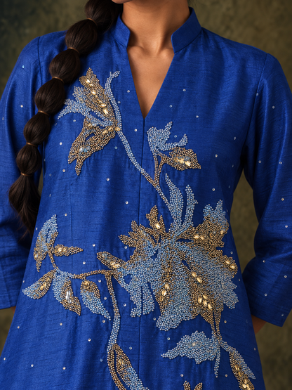 The Wisp Kurta Set (Cobalt)