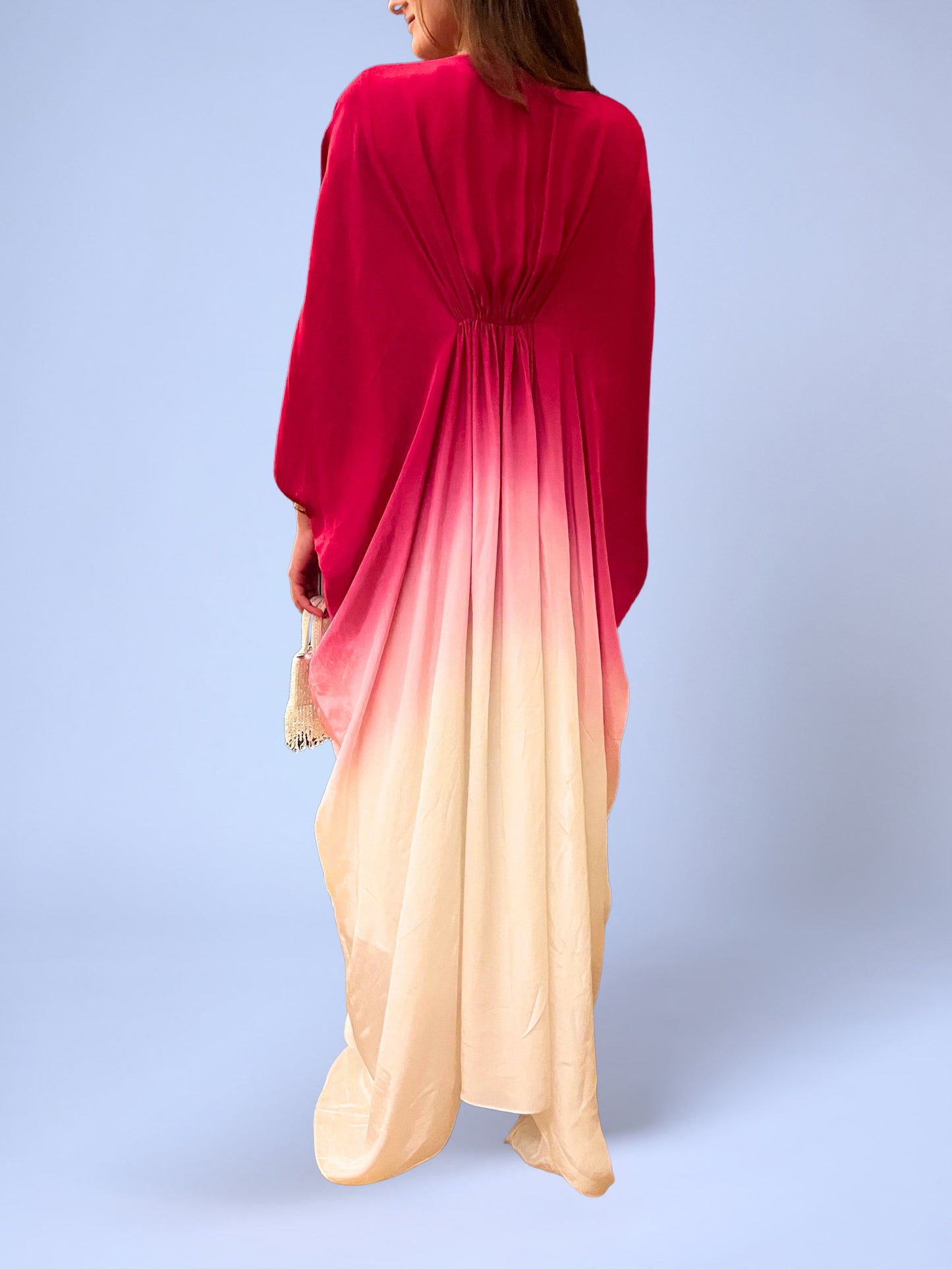 The Micro Floral Kaftan Dress (FUSCHIA)