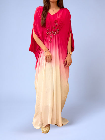 The Micro Floral Kaftan Dress (FUSCHIA)