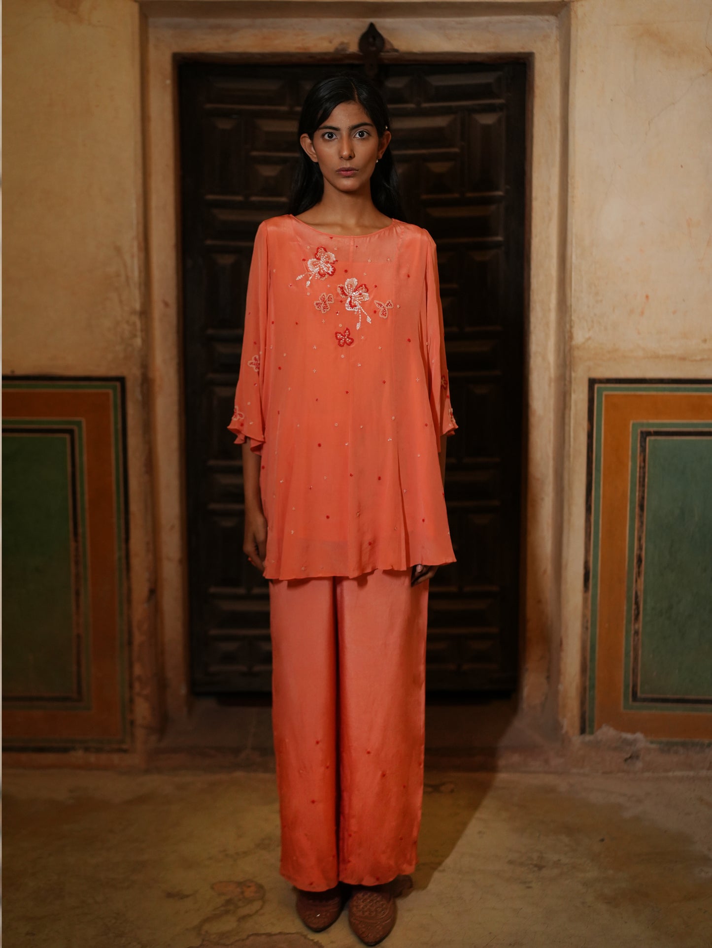 The Fleur Pant Set (Peach)